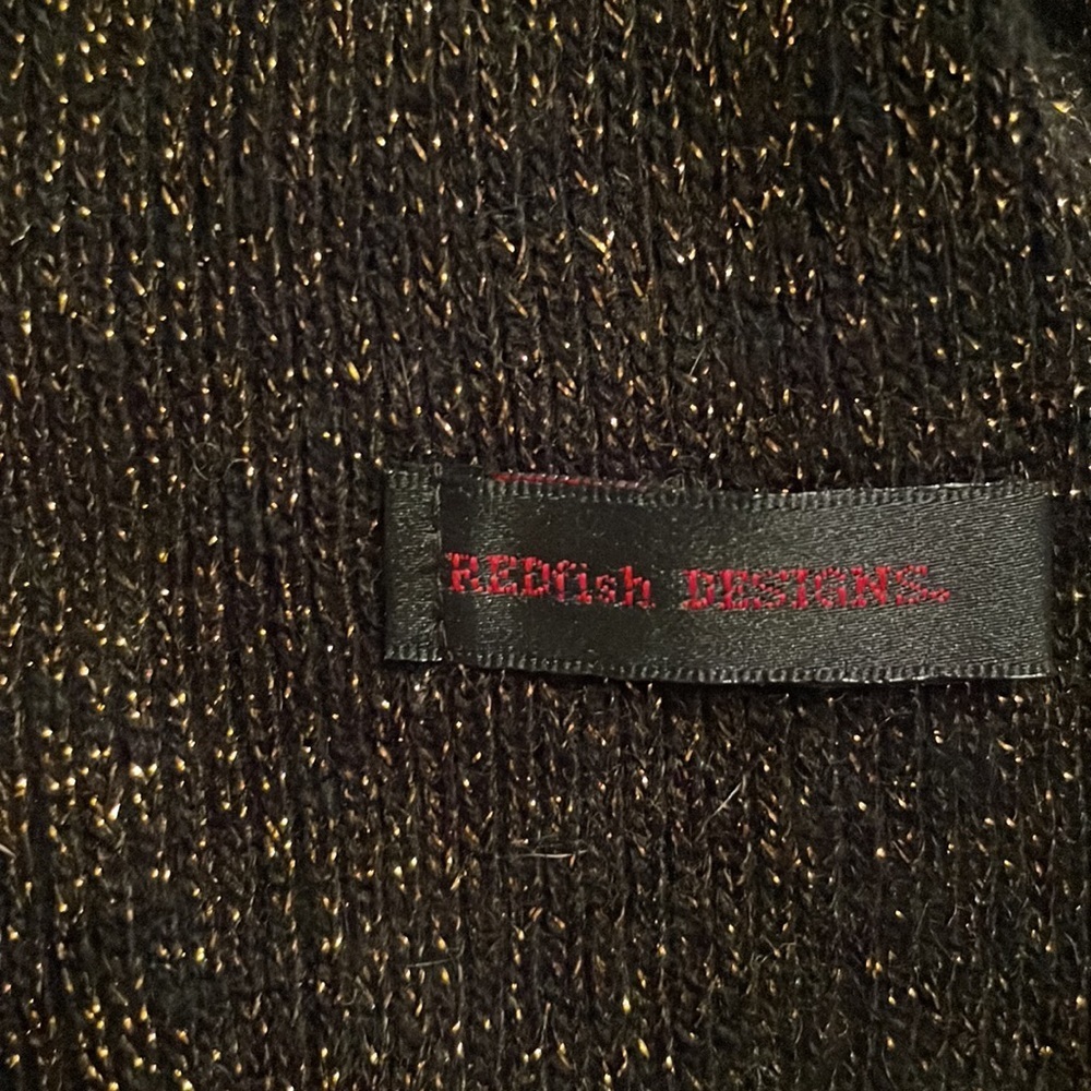 76 inch length redfish designs scarf black gold shimmer sparkle scarf